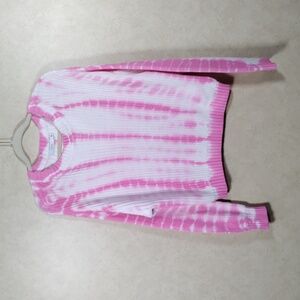 10510 FINAL PRICE Lush hot pink and white tie dye cotton knit sweater S